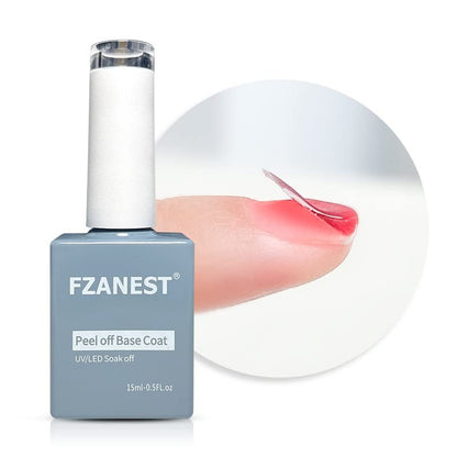 FZANEST Peel Off Base Coat for Gel Nail Polish - 15ml UV LED Light Peelable Base Nail Polish, Non-Toxic, Vegan, Cruelty-Free