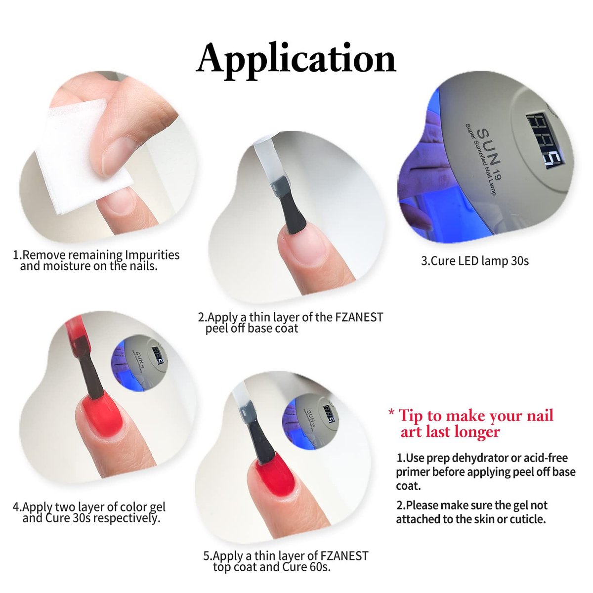 FZANEST Peel Off Base Coat for Gel Nail Polish - 15ml UV LED Light Peelable Base Nail Polish, Non-Toxic, Vegan, Cruelty-Free - görsel 10
