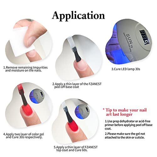 FZANEST Peel Off Base Coat for Gel Nail Polish - 15ml UV LED Light Peelable Base Nail Polish, Non-Toxic, Vegan, Cruelty-Free - görsel 11