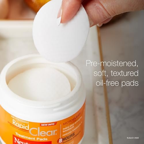 Neutrogena Rapid Clear Maximum Strength Acne Face Pads with 2% Salicylic Acid, Oil-Free, 60 Count (Pack of 3) Avelisse