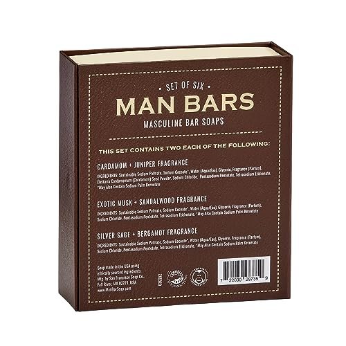 San Francisco Soap Company Men's Gift Set – 6 Natural Manly Scented Bar Soaps, 2 oz Each Avelisse