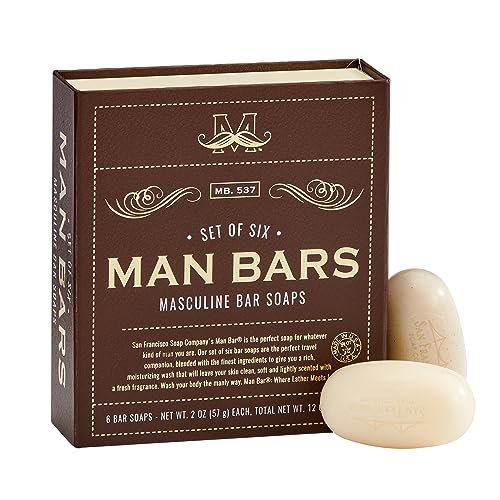 San Francisco Soap Company Men's Gift Set – 6 Natural Manly Scented Bar Soaps, 2 oz Each Avelisse