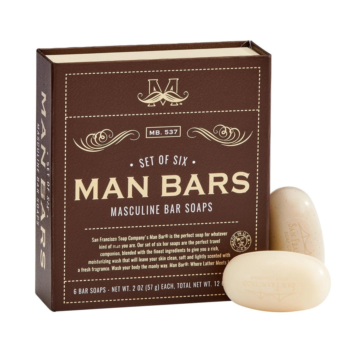 San Francisco Soap Company Men's Gift Set – 6 Natural Manly Scented Bar Soaps, 2 oz Each Avelisse