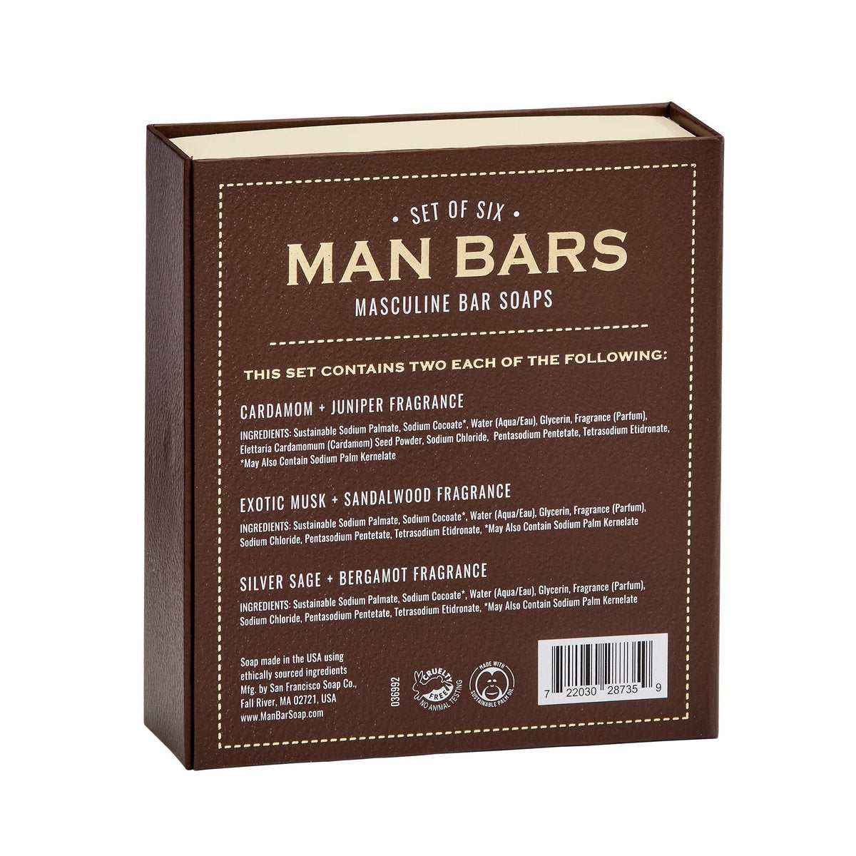 San Francisco Soap Company Men's Gift Set – 6 Natural Manly Scented Bar Soaps, 2 oz Each Avelisse