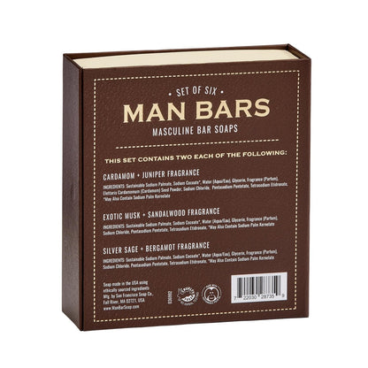 San Francisco Soap Company Men's Gift Set – 6 Natural Manly Scented Bar Soaps, 2 oz Each Avelisse