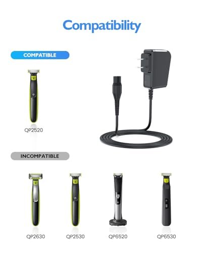 4.3V Power Cord Compatible with Philips Norelco OneBlade QP2520 & Multigroom Series MG3740 Trimmer Charger - Check Connector Before Purchase