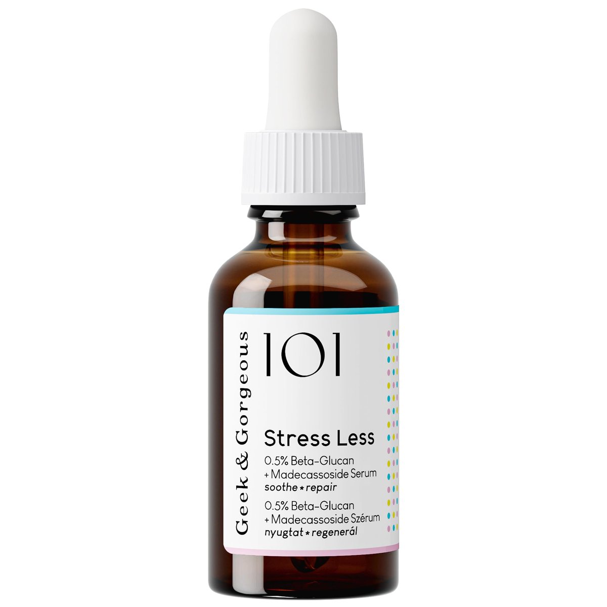 Geek & Gorgeous Stress Less Lightweight Gel Serum with Beta-Glucan & Madecassoside – Soothing Care for Sensitive Skin, 1 oz Avelisse