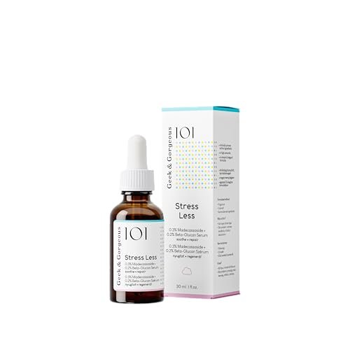 Geek & Gorgeous Stress Less Lightweight Gel Serum with Beta-Glucan & Madecassoside – Soothing Care for Sensitive Skin, 1 oz Avelisse
