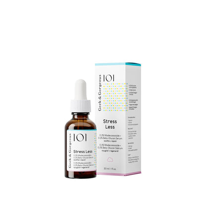 Geek & Gorgeous Stress Less Lightweight Gel Serum with Beta-Glucan & Madecassoside – Soothing Care for Sensitive Skin, 1 oz Avelisse