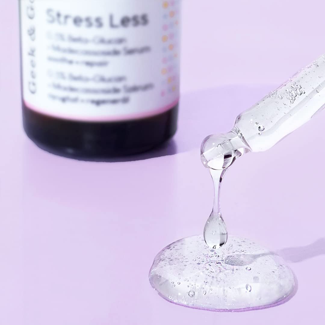Geek & Gorgeous Stress Less Lightweight Gel Serum with Beta-Glucan & Madecassoside – Soothing Care for Sensitive Skin, 1 oz Avelisse