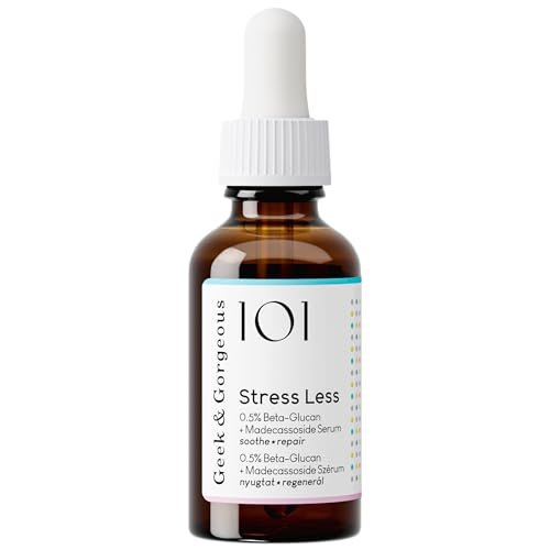 Geek & Gorgeous Stress Less Lightweight Gel Serum with Beta-Glucan & Madecassoside – Soothing Care for Sensitive Skin, 1 oz Avelisse