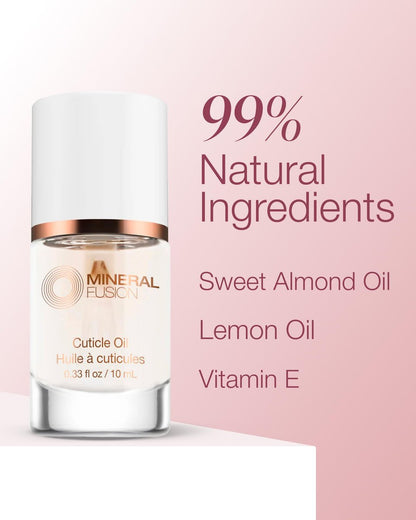 Mineral Fusion Cuticle Oil Nail Treatment – Natural Moisturizer with Vitamin E & Sweet Almond Oil – Softens & Protects Cuticles – Vegan, 99% Naturally Derived – 0.33 oz