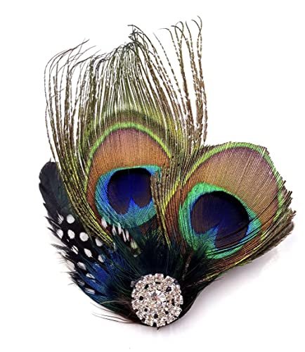 Aliotech Beautiful Butterfly Peacock Feather Hair Clip Pins with Rhinestones - Multicolor Feather Hair Clip Pin for Bridal Wedding Dance Party - görsel 2