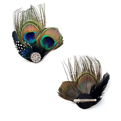 Aliotech Beautiful Butterfly Peacock Feather Hair Clip Pins with Rhinestones - Multicolor Feather Hair Clip Pin for Bridal Wedding Dance Party - görsel 6