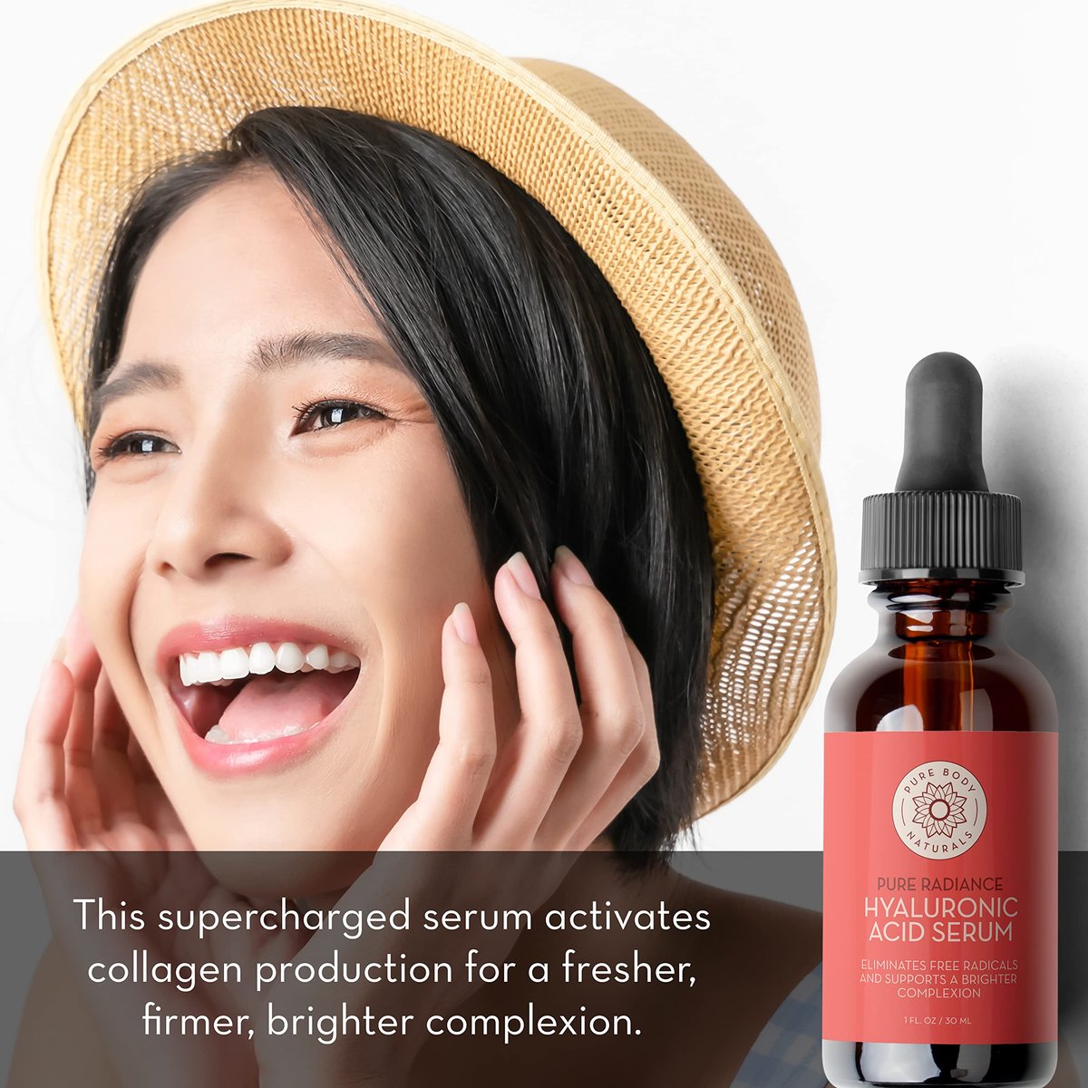 Pure Body Naturals Facial Serum Gift Set - Hyaluronic Acid, Retinol, Vitamin C & Niacinamide Serums for Women Avelisse