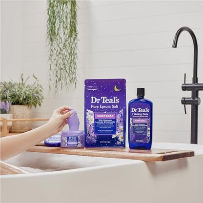 Dr Teal's Foaming Bath with Pure Epsom Salt, Melatonin Sleep Soak with Essential Oil Blend, 34 fl oz (Pack of 4) Avelisse