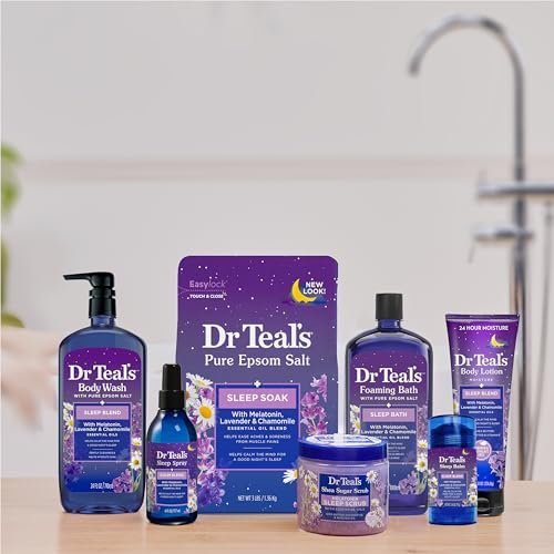 Dr Teal's Foaming Bath with Pure Epsom Salt, Melatonin Sleep Soak with Essential Oil Blend, 34 fl oz (Pack of 4) Avelisse