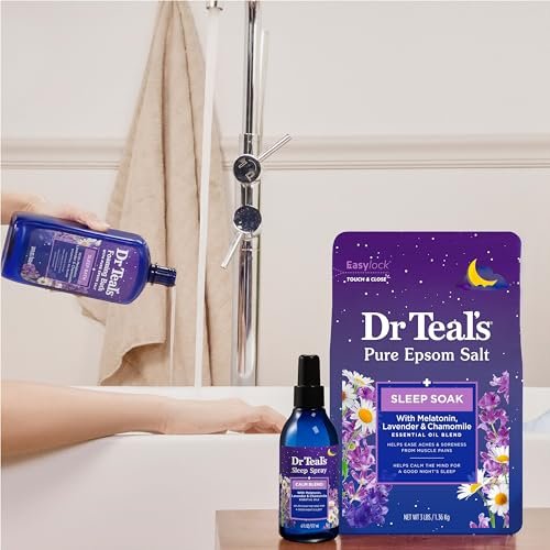 Dr Teal's Foaming Bath with Pure Epsom Salt, Melatonin Sleep Soak with Essential Oil Blend, 34 fl oz (Pack of 4) Avelisse