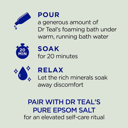 Dr Teal's Foaming Bath with Pure Epsom Salt, Relax & Relief with Eucalyptus & Spearmint, 34 fl oz (Pack of 4) Avelisse