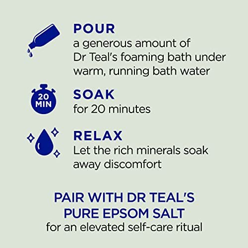 Dr Teal's Foaming Bath with Pure Epsom Salt, Relax & Relief with Eucalyptus & Spearmint, 34 fl oz (Pack of 4) Avelisse