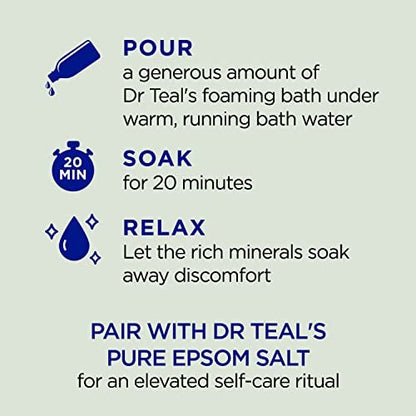 Dr Teal's Foaming Bath with Pure Epsom Salt, Relax & Relief with Eucalyptus & Spearmint, 34 fl oz (Pack of 4) Avelisse