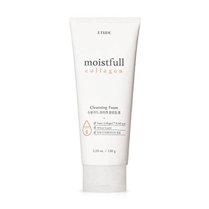 ETUDE Moistfull Collagen Cleansing Foam – Hydrating Face Wash with Super Collagen Water & Lupinus Albus Protein, Gentle Foam Cleanser for Glowing Skin, 5.29 oz Avelisse