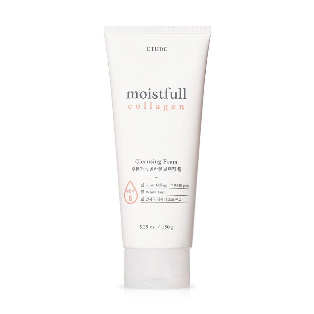 ETUDE Moistfull Collagen Cleansing Foam – Hydrating Face Wash with Super Collagen Water & Lupinus Albus Protein, Gentle Foam Cleanser for Glowing Skin, 5.29 oz Avelisse