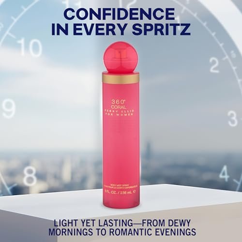 Perry Ellis 360° Coral Body Mist for Women – Floral & Fruity Fragrance, Long-Lasting EDT, 8 fl oz Avelisse