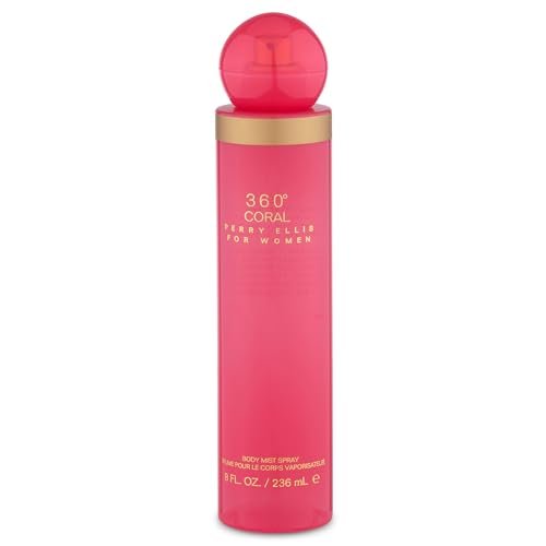 Perry Ellis 360° Coral Body Mist for Women – Floral & Fruity Fragrance, Long-Lasting EDT, 8 fl oz Avelisse