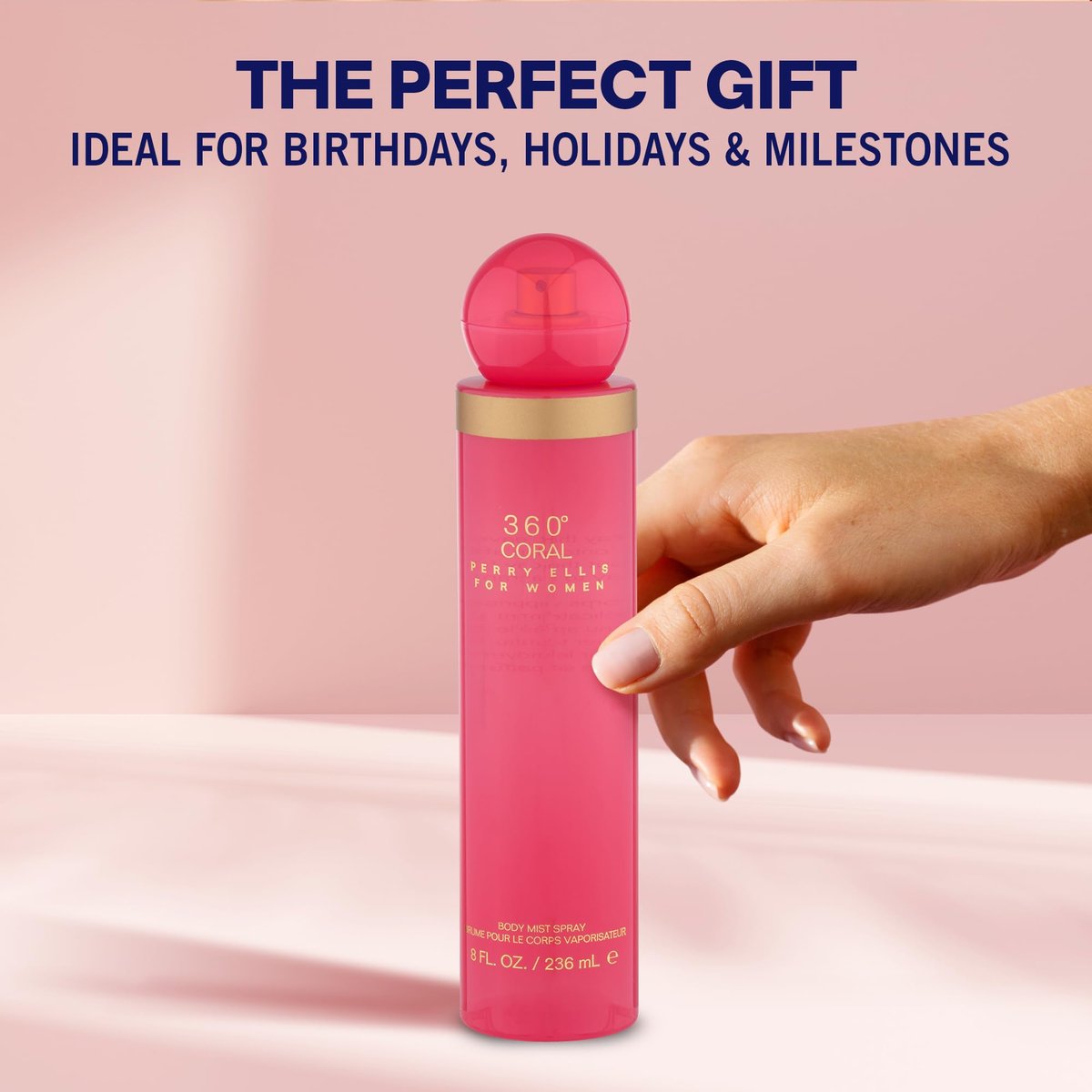 Perry Ellis 360° Coral Body Mist for Women – Floral & Fruity Fragrance, Long-Lasting EDT, 8 fl oz Avelisse