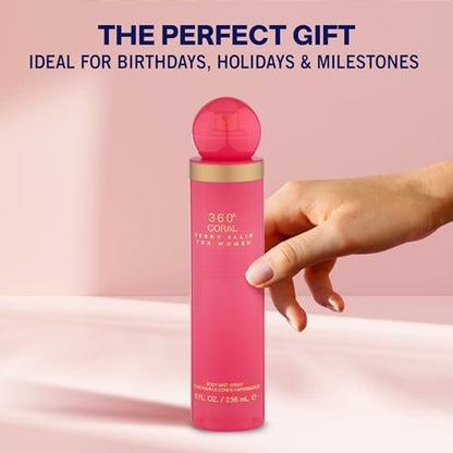Perry Ellis 360° Coral Body Mist for Women – Floral & Fruity Fragrance, Long-Lasting EDT, 8 fl oz Avelisse