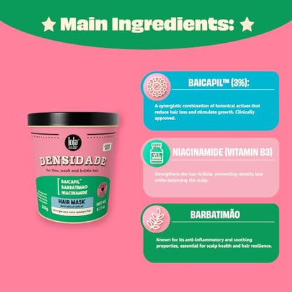 Lola From Rio Densidade Hair Mask for Fine, Weak, Brittle Hair & Hair Loss – Stimulate Growth, Improve Density & Volume (8.11 Fl Oz) Avelisse