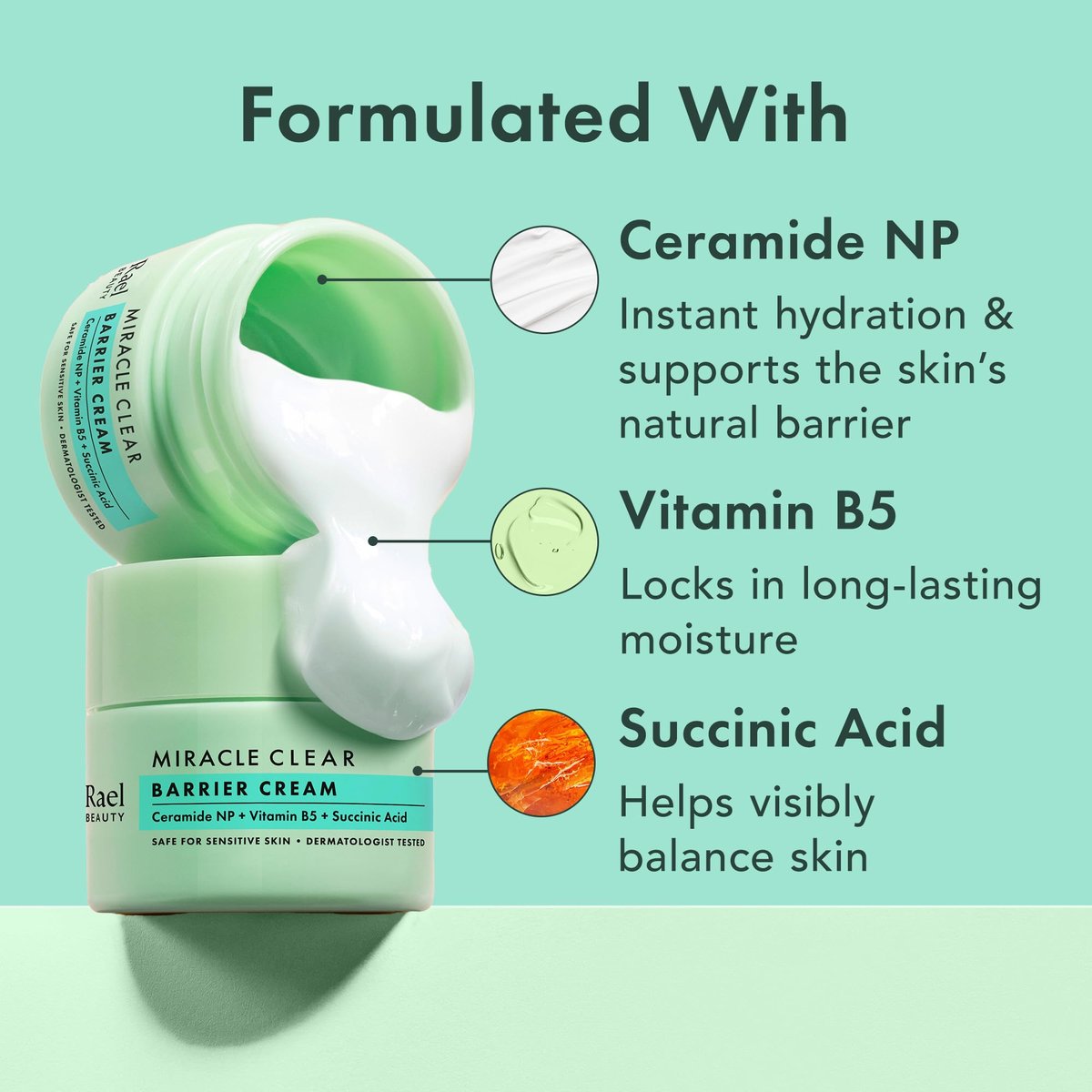 Rael Miracle Clear Barrier Cream – Lightweight Face Moisturizer with Succinic Acid and Vitamin B5 for Hydration and Clear Skin, Korean Skin Care, 1.8 oz - görsel 7