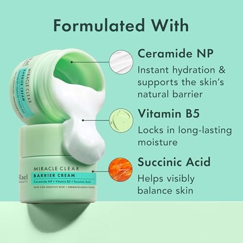 Rael Miracle Clear Barrier Cream – Lightweight Face Moisturizer with Succinic Acid and Vitamin B5 for Hydration and Clear Skin, Korean Skin Care, 1.8 oz - görsel 8
