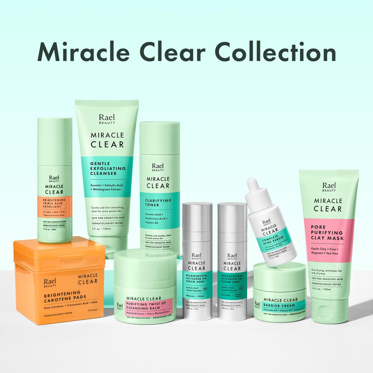 Rael Miracle Clear Daily Toner with Succinic Acid & Vitamin B5 – Hydrating Korean Skin Care for Acne-Prone Skin (5.1 oz) Avelisse