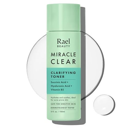 Rael Miracle Clear Daily Toner with Succinic Acid & Vitamin B5 – Hydrating Korean Skin Care for Acne-Prone Skin (5.1 oz) Avelisse