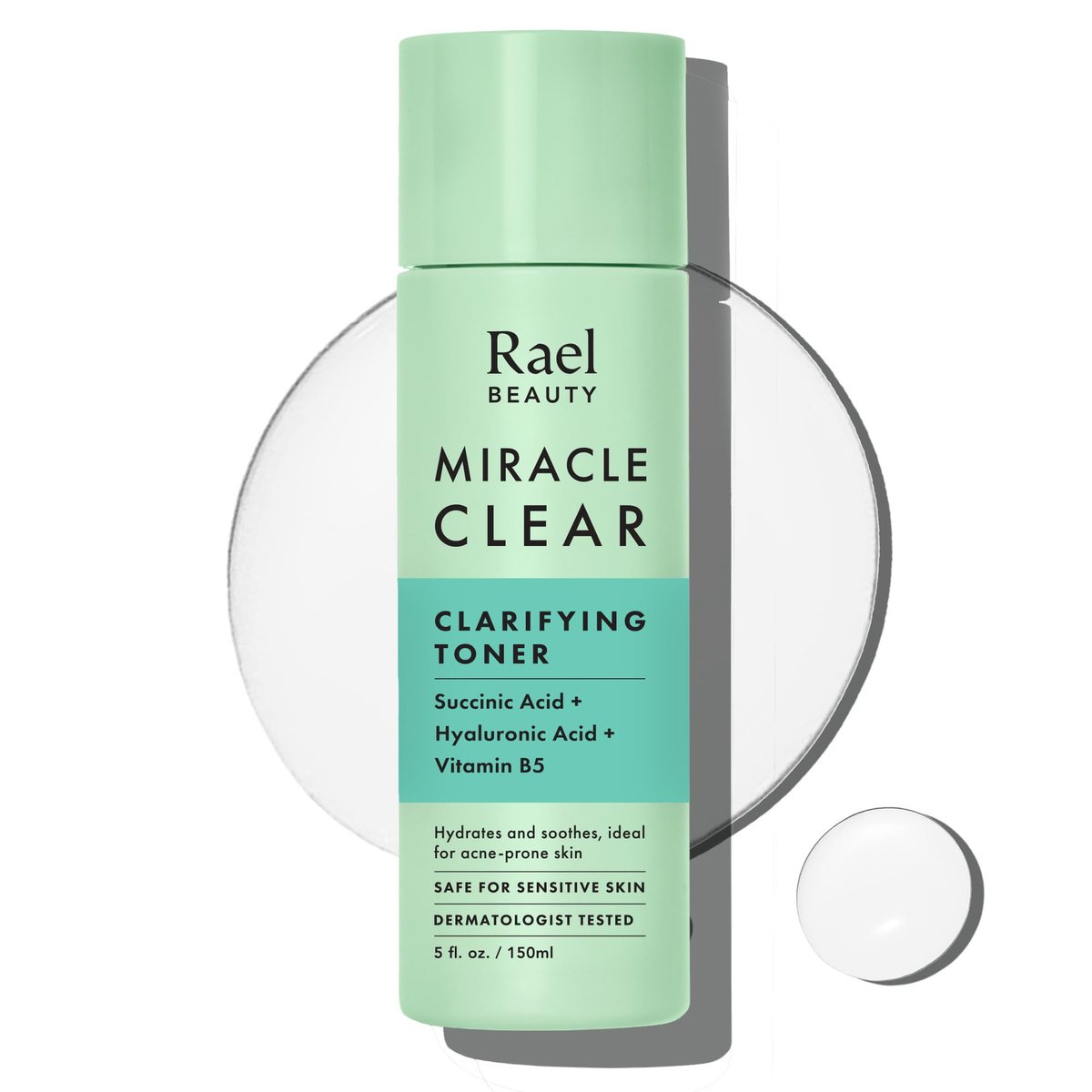 Rael Miracle Clear Daily Toner with Succinic Acid & Vitamin B5 – Hydrating Korean Skin Care for Acne-Prone Skin (5.1 oz) Avelisse