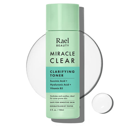 Rael Miracle Clear Daily Toner with Succinic Acid & Vitamin B5 – Hydrating Korean Skin Care for Acne-Prone Skin (5.1 oz) Avelisse