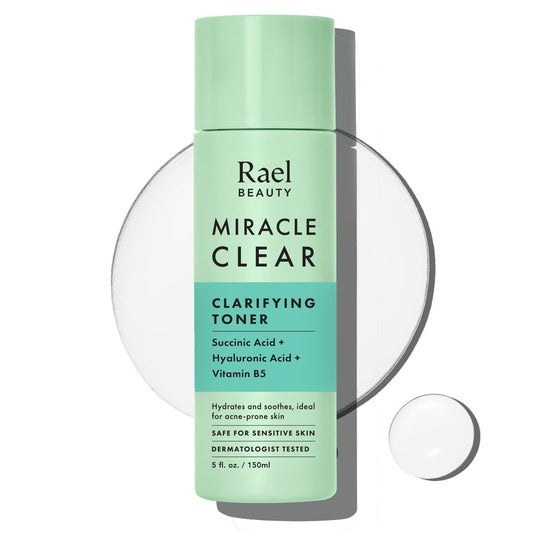 Rael Miracle Clear Daily Toner with Succinic Acid & Vitamin B5 – Hydrating Korean Skin Care for Acne-Prone Skin (5.1 oz) Avelisse