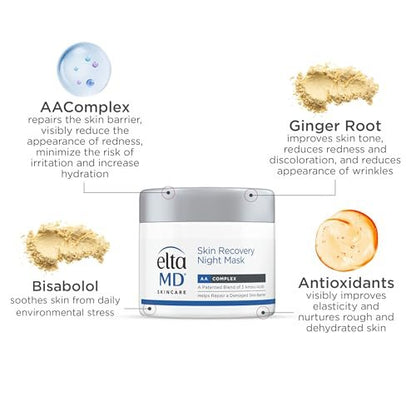 EltaMD Skin Recovery Overnight Face Mask - Moisturizing Night Cream for Face & Neck, 1.7 oz - Safe for Sensitive Skin Avelisse