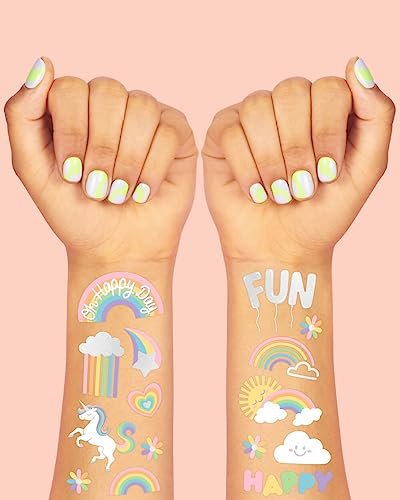 xo, Fetti Rainbow Temporary Tattoos - 46 Glitter Styles for Unicorn Birthday Parties, Baby Showers & Magical Events - görsel 6