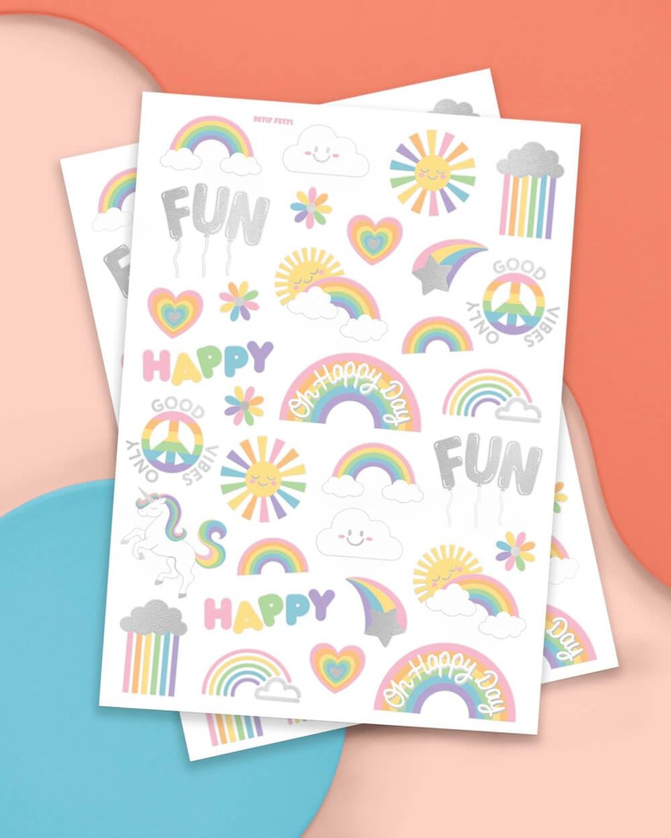 xo, Fetti Rainbow Temporary Tattoos - 46 Glitter Styles for Unicorn Birthday Parties, Baby Showers & Magical Events - görsel 3
