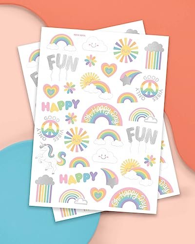 xo, Fetti Rainbow Temporary Tattoos - 46 Glitter Styles for Unicorn Birthday Parties, Baby Showers & Magical Events - görsel 4