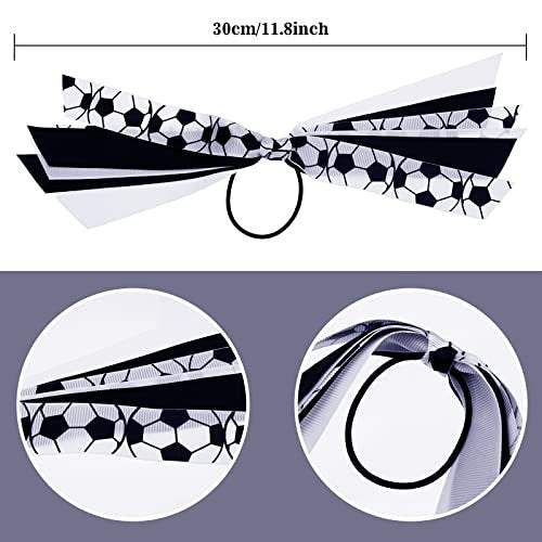 MTLEE Soccer Hair Ties - 10 Pack Ribbon Scrunchies for Girls & Women, Football Pattern Ponytail Holders, Elastic Hair Ties for Sports - görsel 4