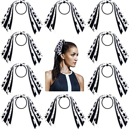 MTLEE Soccer Hair Ties - 10 Pack Ribbon Scrunchies for Girls & Women, Football Pattern Ponytail Holders, Elastic Hair Ties for Sports - görsel 2