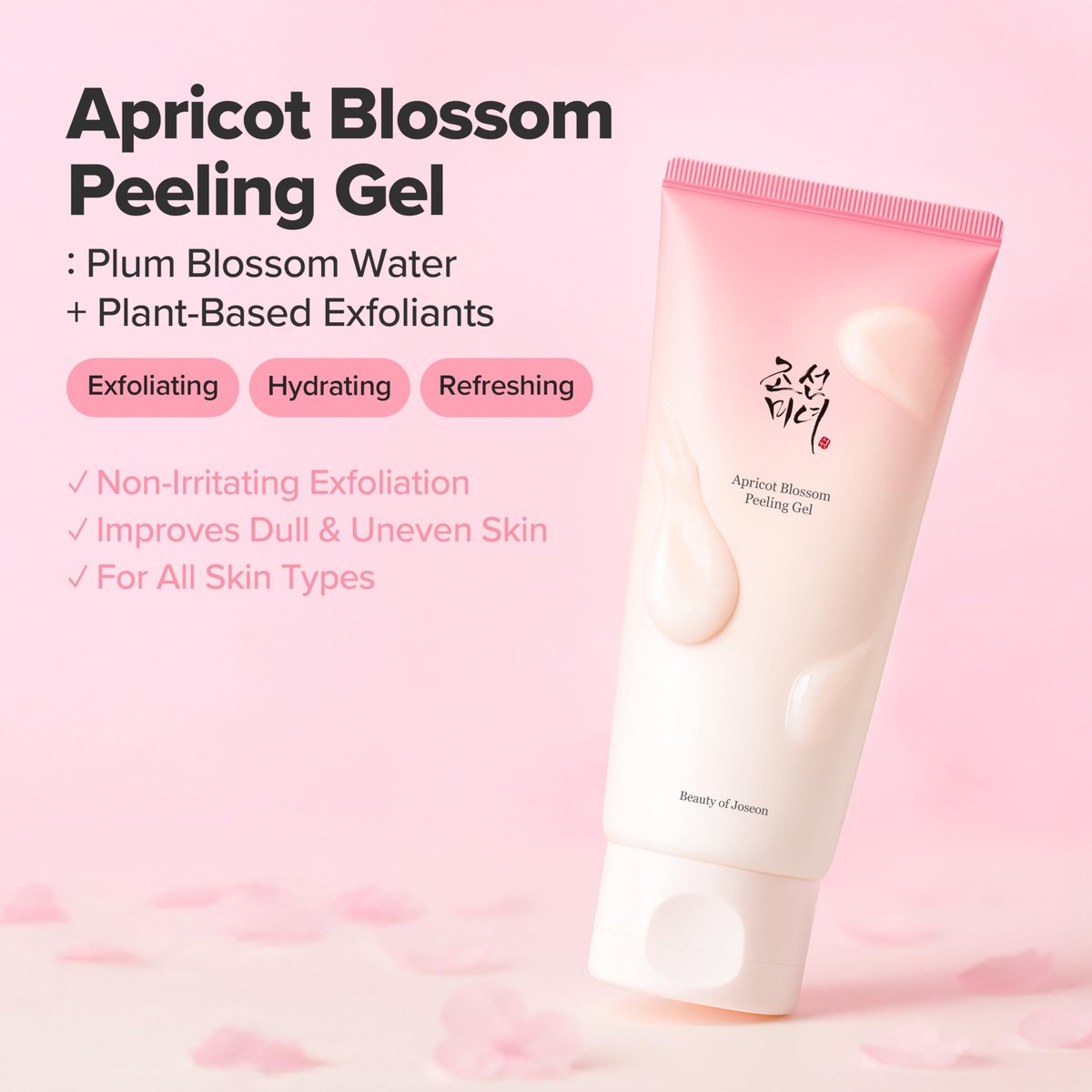 Beauty of Joseon Apricot Blossom Peeling Gel - Soft Exfoliating Face and Body Scrub, Dead Skin Cells Remover for All Skin Types, Korean Skincare for Men & Women, 100ml (3.38 fl.oz) - görsel 4