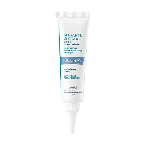 Ducray Keracnyl Glycolic+ Unclogging Cream 30ml - Anti-Blackhead & Acne-Prone Skin Moisturizer