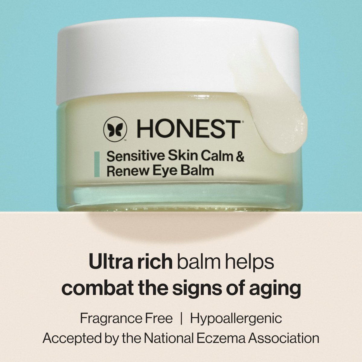 Honest Beauty Sensitive Skin Calm Renew Eye Balm - Moisturizing, Firming, Hypoallergenic, Fragrance-Free, Vegan - 0.5 oz Avelisse
