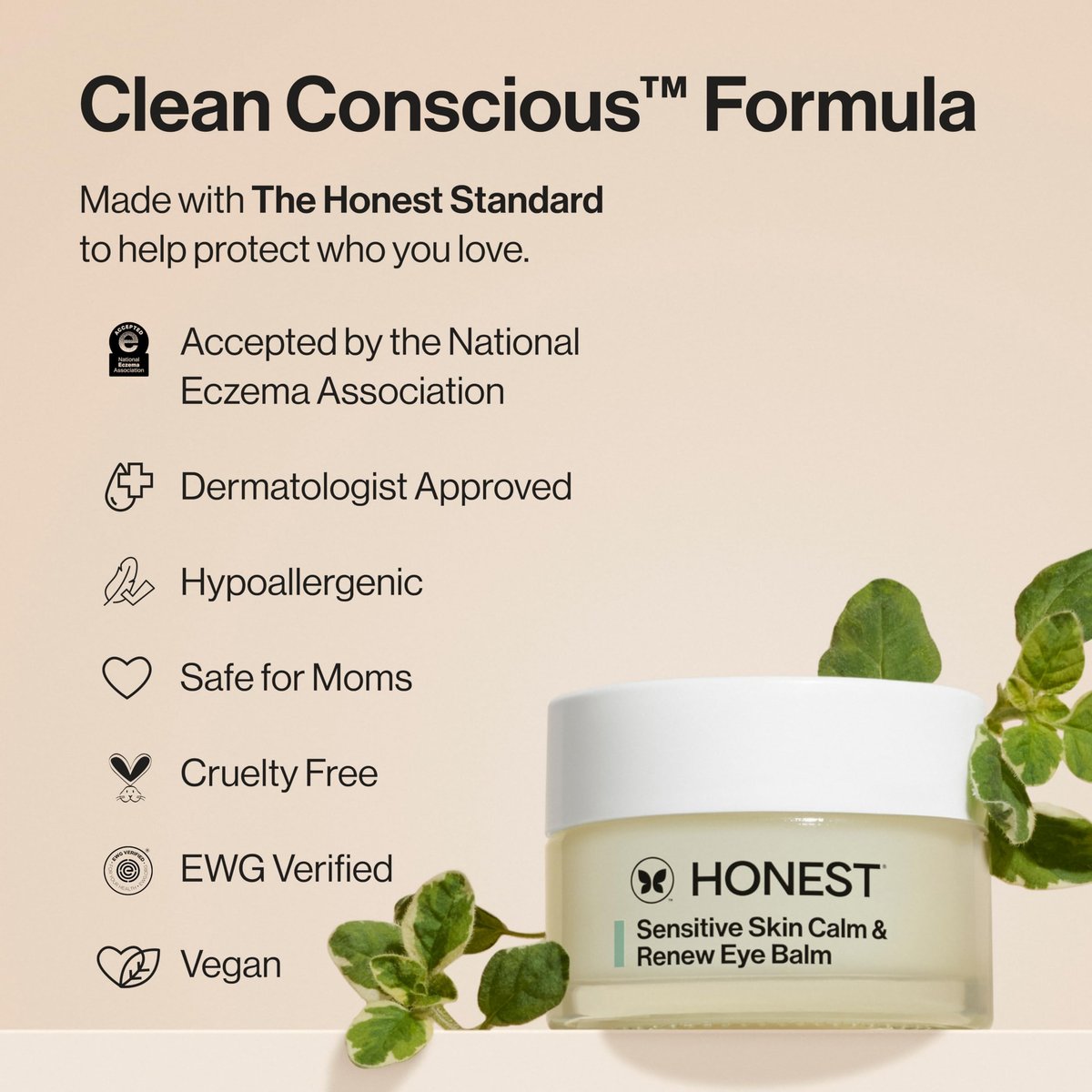 Honest Beauty Sensitive Skin Calm Renew Eye Balm - Moisturizing, Firming, Hypoallergenic, Fragrance-Free, Vegan - 0.5 oz Avelisse