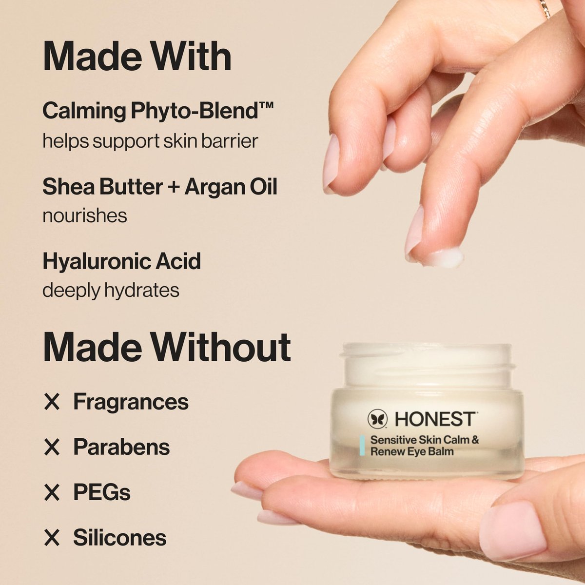 Honest Beauty Sensitive Skin Calm Renew Eye Balm - Moisturizing, Firming, Hypoallergenic, Fragrance-Free, Vegan - 0.5 oz Avelisse
